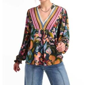 NEW FDJ lace neckline print tee in garden camouflage